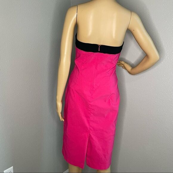 Express Stretch Strapless MIDI Dress Hot Pink and Black Size 8 - Picture 9 of 15